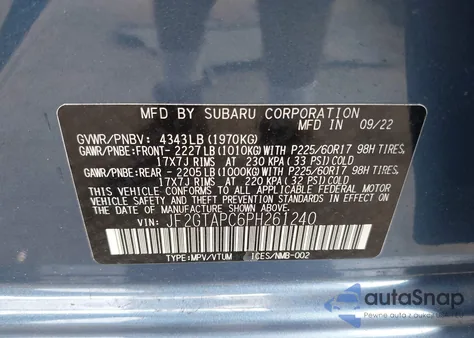 2023 Subaru Crosstrek Premium из США, поврежденный, VIN JF2GTAPC6PH261240